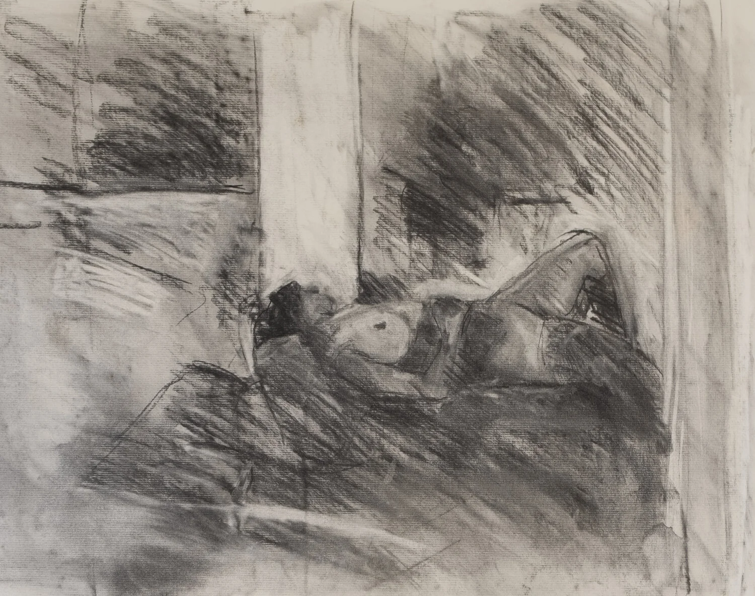 Woman and pillar