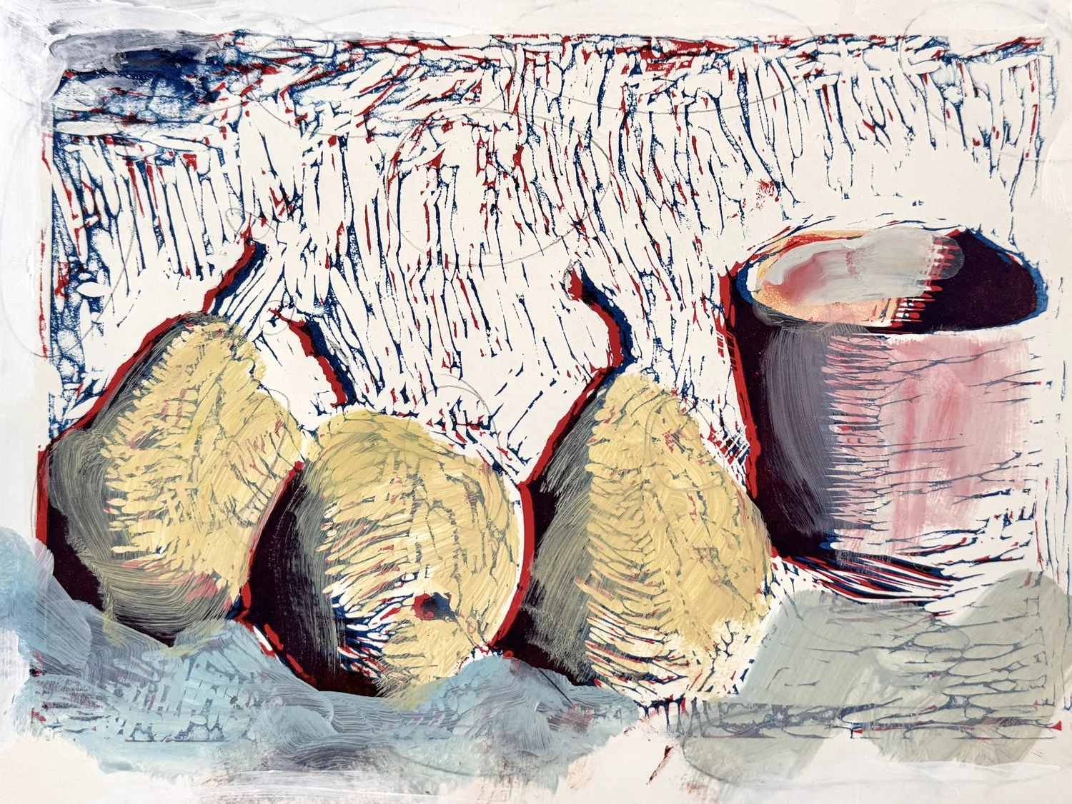 Three pears and pink cup III